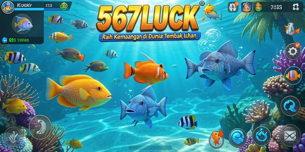 Tampilan gameplay seru dalam 567LUCK saat menangkap berbagai ikan.