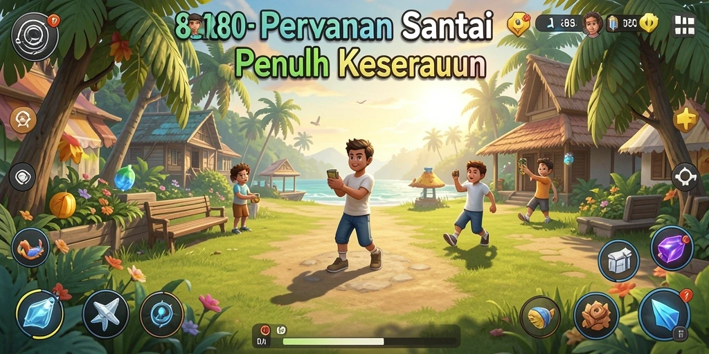 Screenshot utama menampilkan gameplay yang ceria dari 8180.
