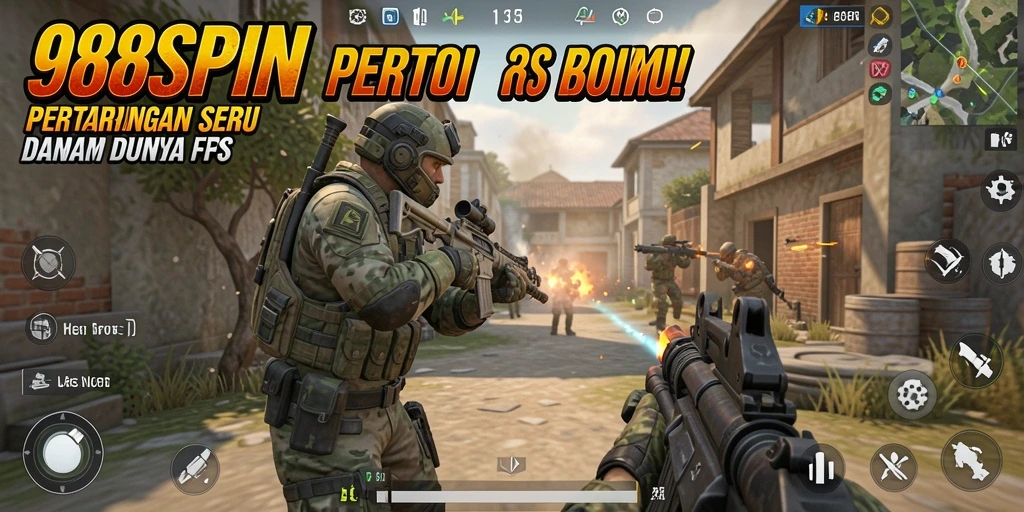 Screenshot 988SPIN menampilkan aksi seru dalam gameplay FPS.