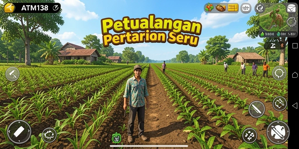 Tangkapan layar gameplay ATM138 menunjukkan petualangan pertanian yang seru.
