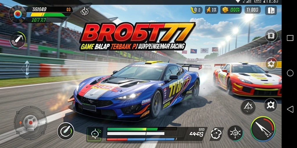 Screenshot BROBET77 menampilkan balapan mendebarkan di trek yang menantang.