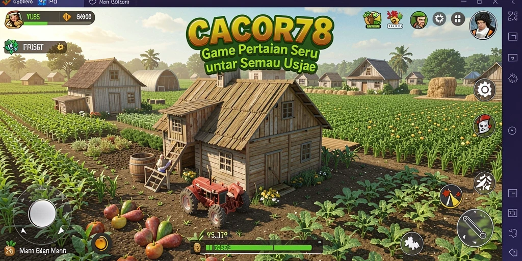 Tampilan gameplay CACOR78 saat bertani di kebun virtual.