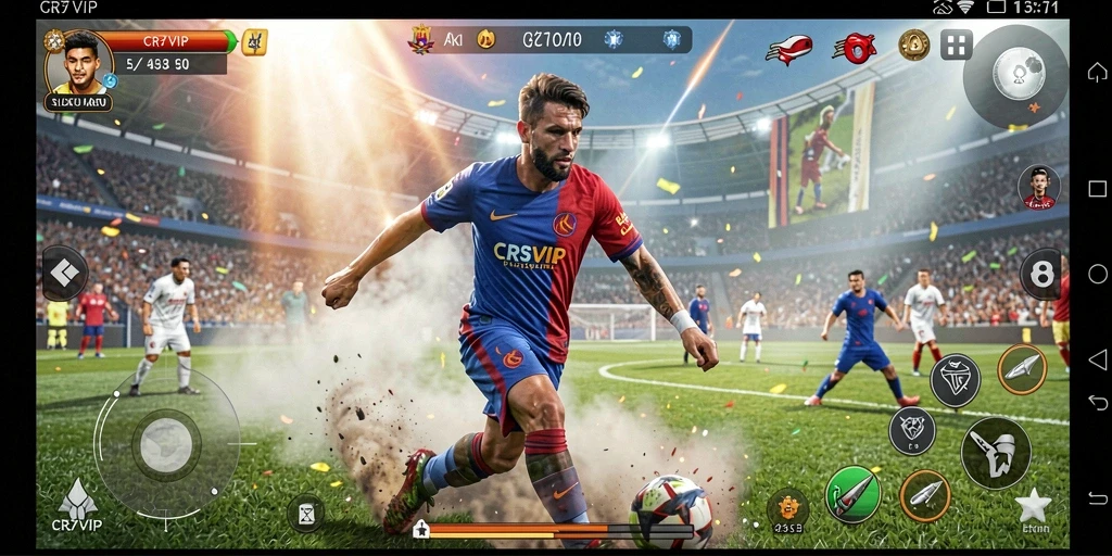 Gameplay mendebarkan dari CR7VIP saat karakter bertarung melawan musuh.