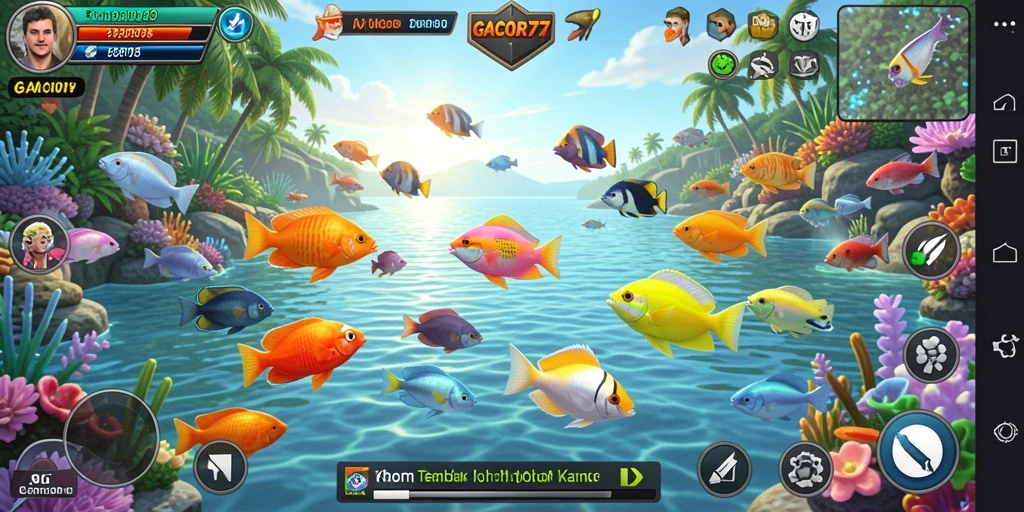 Screenshot GACOR77 menampilkan aksi seru dalam permainan Tembak Ikan.