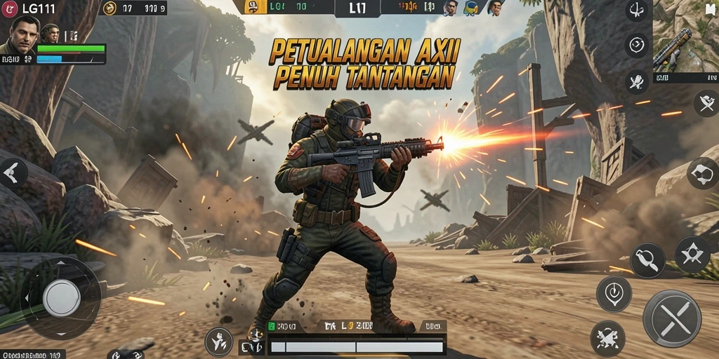 Tampilan seru gameplay LG111 dengan pertempuran aksi yang intens.