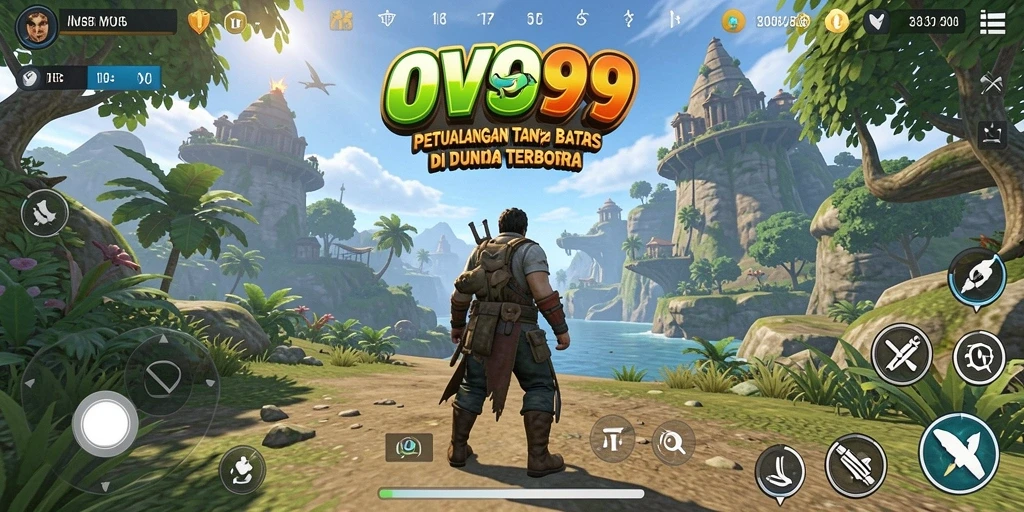 Screenshot OVO99 menampilkan petualangan seru di dunia terbuka.