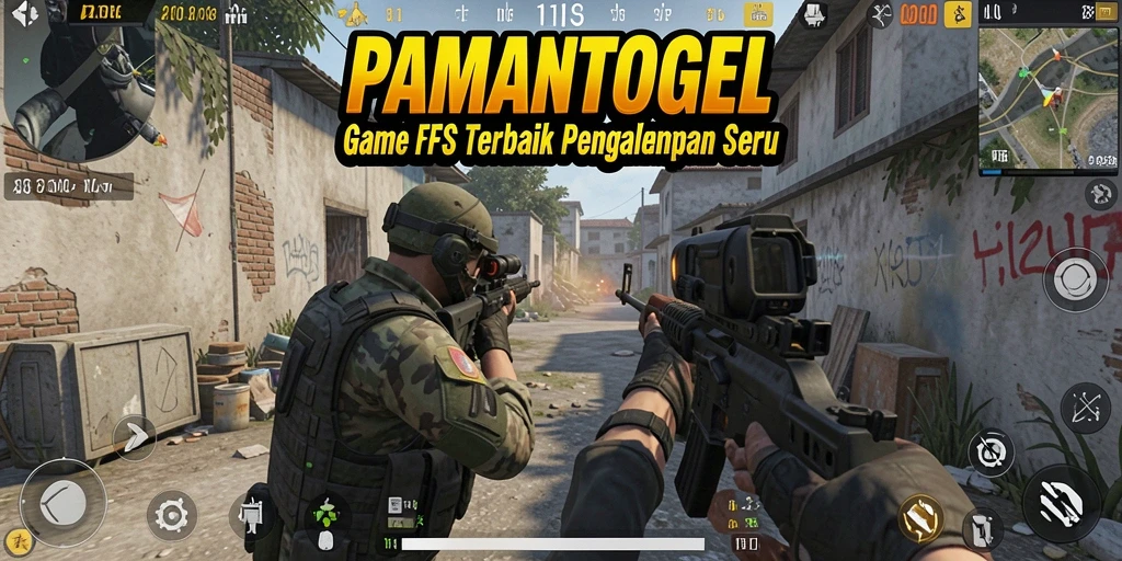 Screenshot PAMANTOGEL yang menunjukkan aksi tembak-menembak intens.