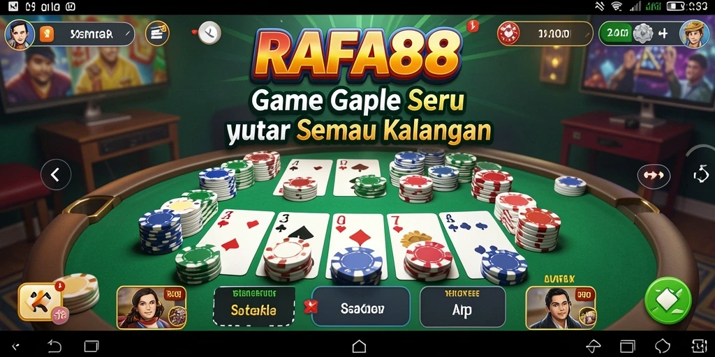 Tangkapan layar utama RAFA88 menampilkan gameplay Gaple yang seru.