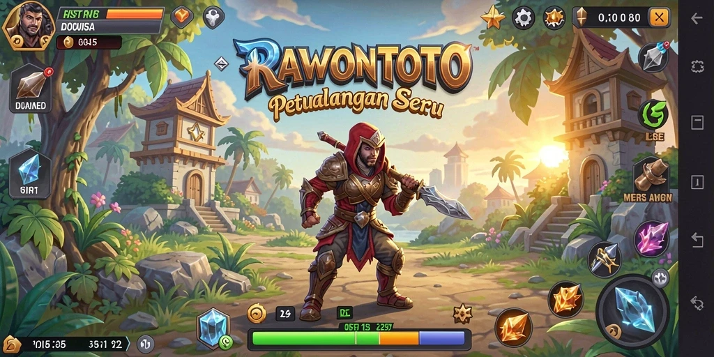Screenshot gameplay RAWONTOTO menampilkan aksi pertempuran yang mendebarkan.