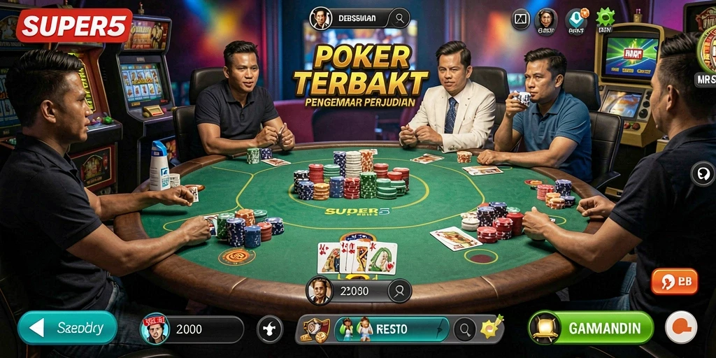 Tampilan layar permainan Poker yang menarik di SUPER5.