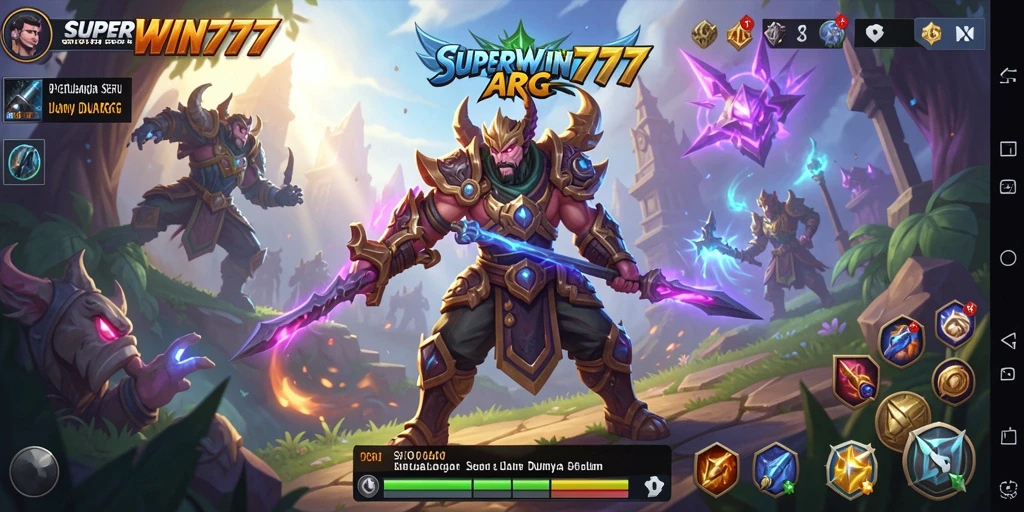 Screenshot gameplay yang menunjukkan pertarungan seru di <strong>SUPERWIN777</strong>.