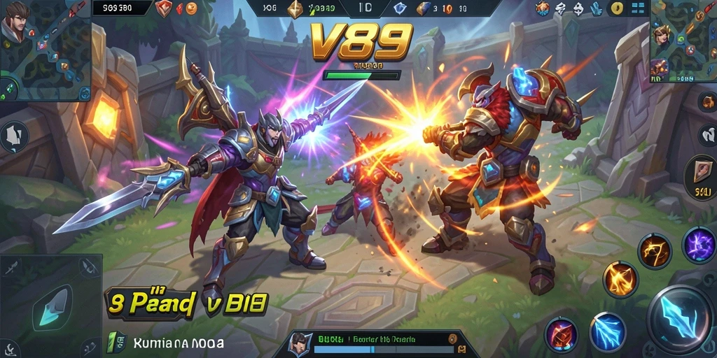 Screenshot menampilkan pertempuran epik dalam gameplay MOBA.