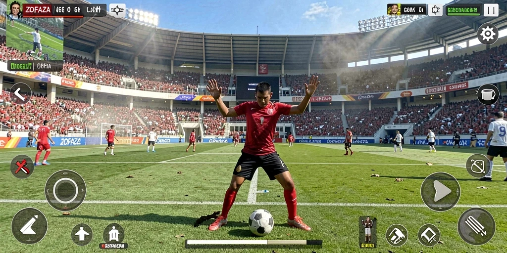 Screenshot gameplay ZOFAZA menampilkan aksi olahraga yang seru dan mendebarkan.